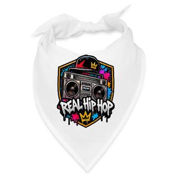 Real Hip Hop Boombox Krone Design - Bandana - Weiß - Vorne