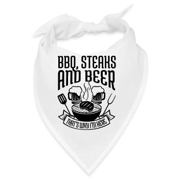  BBQ steaks & beer Bier BBQ Barbecue grillen - Bandana - Weiß - Vorne