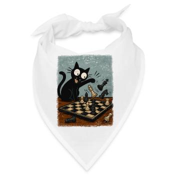  Katzen Schachspieler Schachspiel Schachbrett - Bandana - Weiß - Vorne