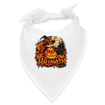 Halloween Squirrel – Kürbis & Hexenhut. 3 Bagss® - Bandana - Weiß - Vorne