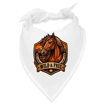 Wild & Free Pferde Shield Motiv - Bandana - Weiß - Vorne