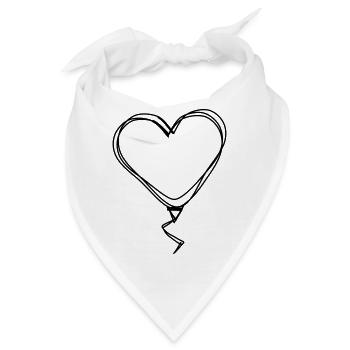 Herzballon handgezeichnet - Bandana - Weiß - Vorne