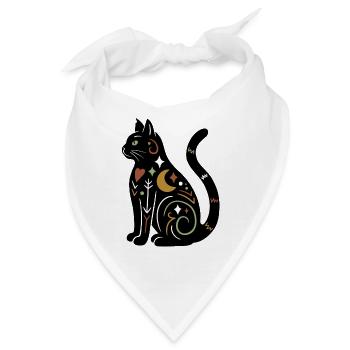 Magische Katze - Schwarz Bunt - Bandana - Weiß - Vorne