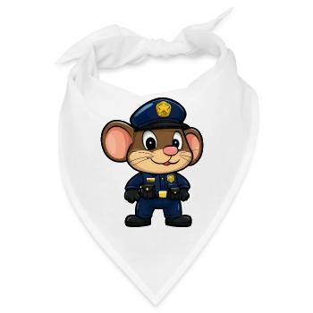 Mäuse Polizei / Polizistin Maus - Bandana - Weiß - Vorne