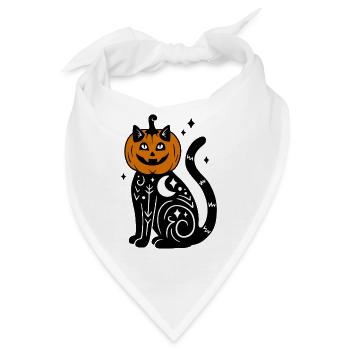 Halloween Katze Kürbiskostüm - Mit Sternen - Bandana - Weiß - Vorne