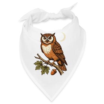 Eule im Herbstmond - Bandana - Weiß - Vorne