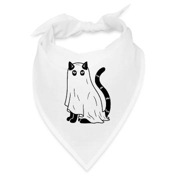 Halloween Katze Gespenst - Schwarz - Bandana - Weiß - Vorne