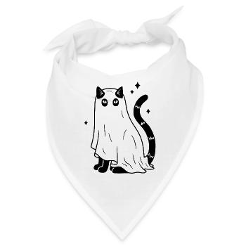 Halloween Katze Gespenst - Schwarz mit Sternen - Bandana - Weiß - Vorne