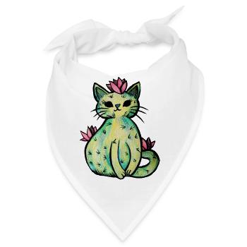 Pastell-Blumenkatzen-Skizze - Bandana - Weiß - Vorne