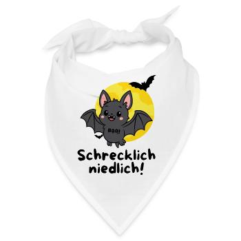 Schrecklich Niedlich – Süße Halloween Fledermaus - Bandana - Weiß - Vorne