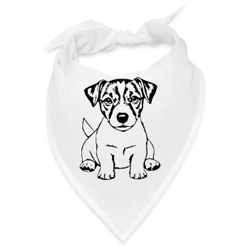 Schwarzer Jack Russel Terrier Hund Hundeshirt  - Bandana - Weiß - Vorne