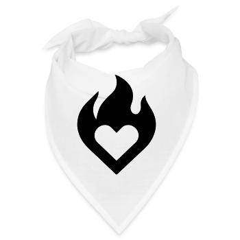 flammendes Herz - Bandana - Weiß - Vorne