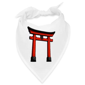 Roter Shinto-Torii Türbogen - Bandana - Weiß - Vorne