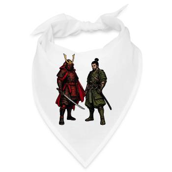 Roter und Grüner Samurai-Kontrast - Bandana - Weiß - Vorne