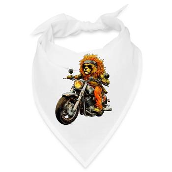 Motorrad Löwe - Bandana - Weiß - Vorne