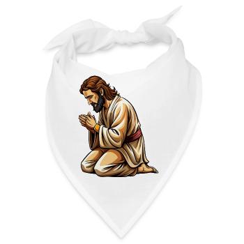 Jesus kniend und betend - Bandana - Weiß - Vorne