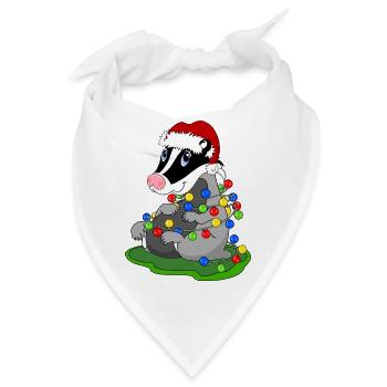 Weihnachtsdachs mit Lichterketten - Bandana - Weiß - Vorne