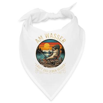Fisch beim Angeln - Bandana - Weiß - Vorne