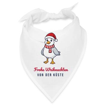 Weihnachten Möwe – Frohe Weihnachten von der Küste - Bandana - Weiß - Vorne