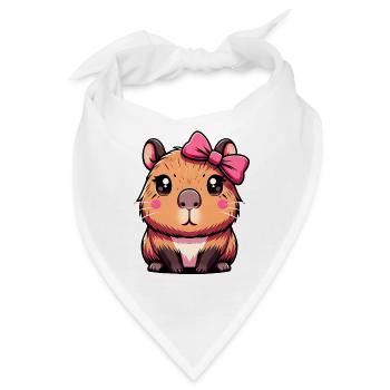 Süßes Capybara Rosa Schleife Capybara - Bandana - Weiß - Vorne