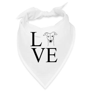 Whippet Whippy Whippie Windhund Herz Love Shirt - Bandana - Weiß - Vorne