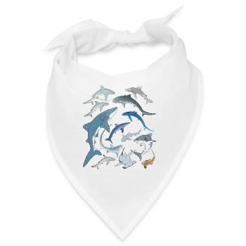 Tigerhai Blauhai Walhai Haiarten - Bandana - Weiß - Vorne