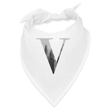 New Yorker Buchstabe V - Bandana - Weiß - Vorne