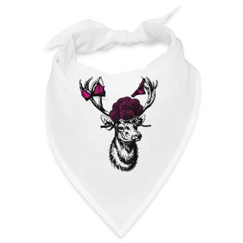 Hirsch mit Schwarzwälder Bollenhut und Unterwäsche - Bandana - Weiß - Vorne