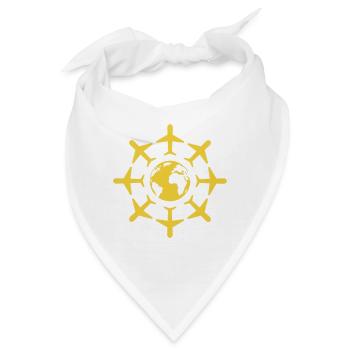 Weltkugel mit Flugzeugen - Bandana - Weiß - Vorne