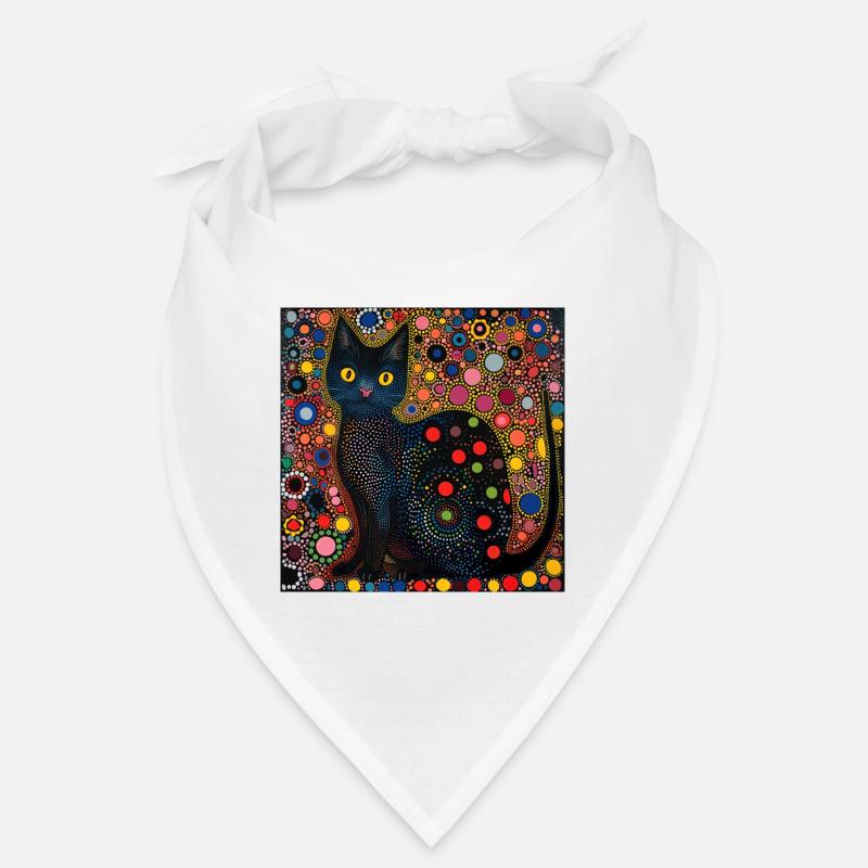 schwarze katze, katzen, bunt, tier, geschenk - Bandana - Weiß