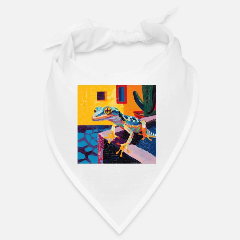 gecko, echsen, bunt, tier, geschenk, geschenkidee Bandana