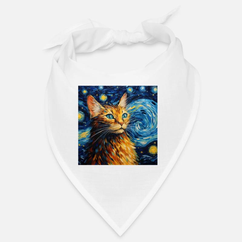 Chat, Motif De Chat, Van Gogh, Nuit Étoilée Bandana