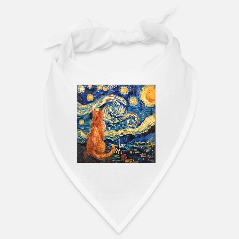 Chat, Motif De Chat, Van Gogh, Nuit Étoilée Bandana