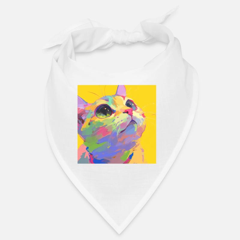 Chat, Motif De Chat - Bandana - blanc