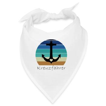 Retro Anker mit Herz Kreuzfahrer - Bandana - Weiß - Vorne
