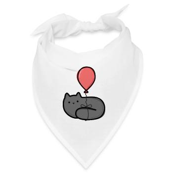 Katze mit Ballon - Bandana - Weiß - Vorne