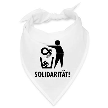 Gegen quer Denker - für Solidarität! mit Mülltonne - Bandana - Weiß - Vorne