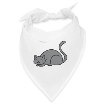 Schlafende Katze - Bandana - Weiß - Vorne