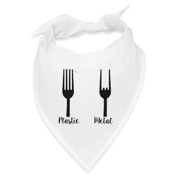 Plastik Metal Heavy Metal Gabel Pommesgabel Gabeln - Bandana - Weiß - Vorne
