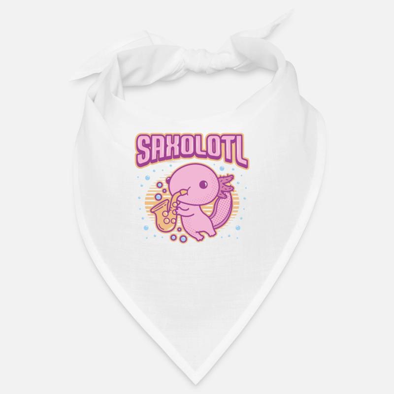 Saxolotl, axolotl joue du saxophone. Bandana