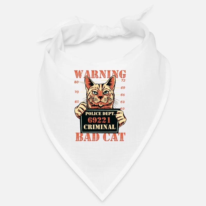 Warning Bad Cat Mug Shot Cat Bandana