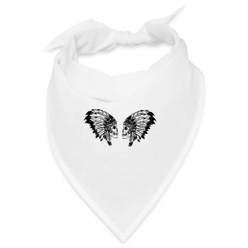 Indianer Häuptling Totenkopf Federschmuck - Bandana - Weiß - Vorne