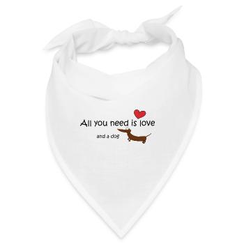 Süßer Comic Dackel mit Spruch - Bandana - Weiß - Vorne