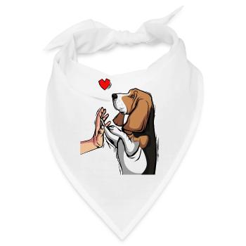 Basset Hound - Bandana - Weiß - Vorne