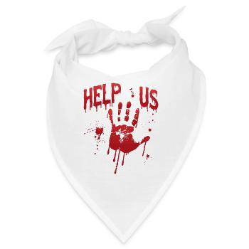 Blutiger Handabdruck Helfen Sie uns - Bandana - Weiß - Vorne