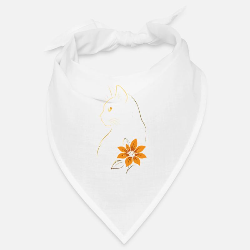 Chat Dessiné Fleur Bandana