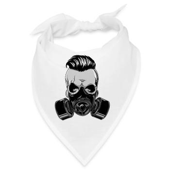 Hipster Skull Totenkopf mit Maske Gasmaske - Bandana - Weiß - Vorne