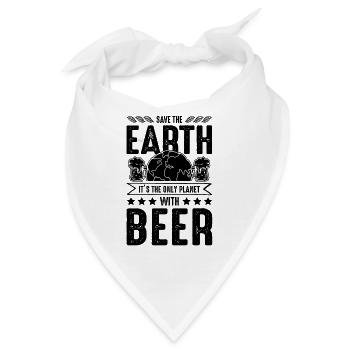 Bier Save the earth Spruch Lustig - Bandana - Weiß - Vorne