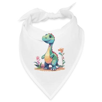 Süßer Dino Cartoon Prähistorische Fantasie - Bandana - Weiß - Vorne