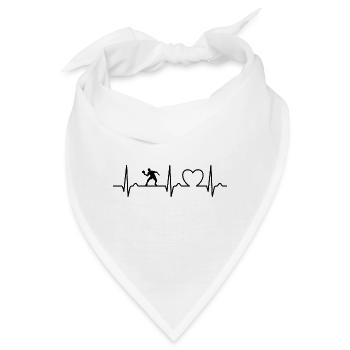 Herzkurve - EKG - Tischtennis Spieler - Herz - Bandana - Weiß - Vorne